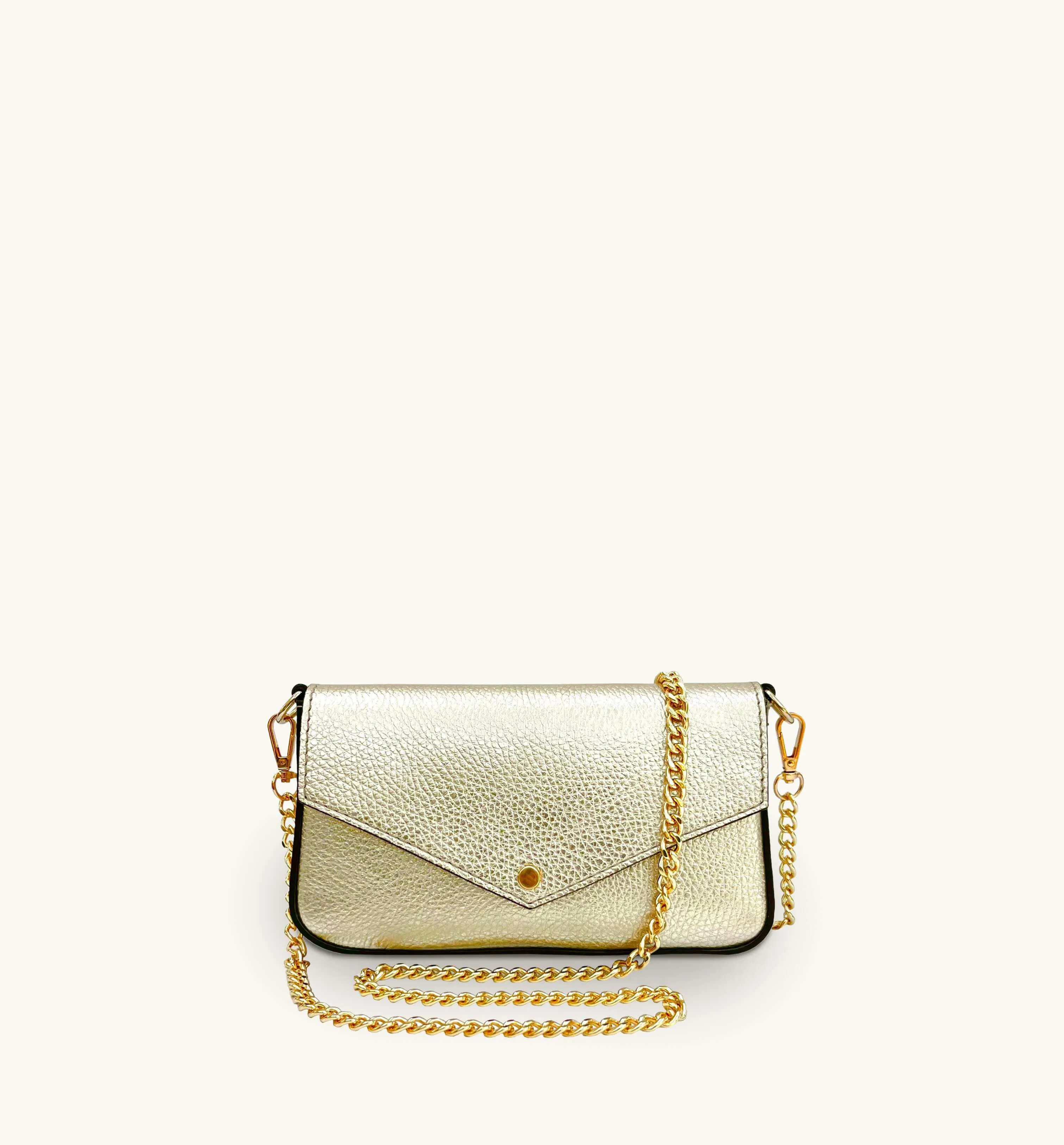 The Munro Gold Leather Shoulder Bag