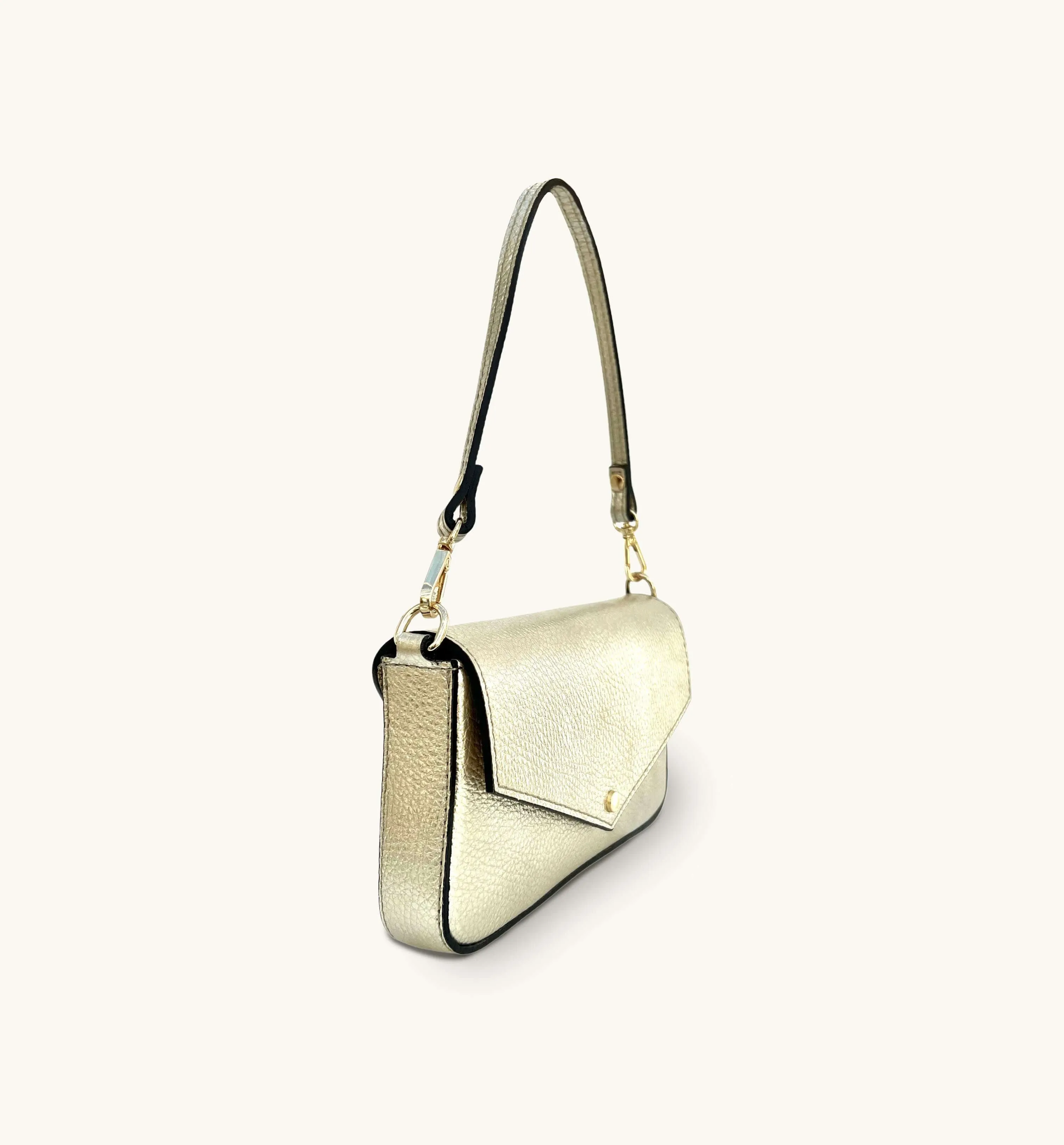 The Munro Gold Leather Shoulder Bag