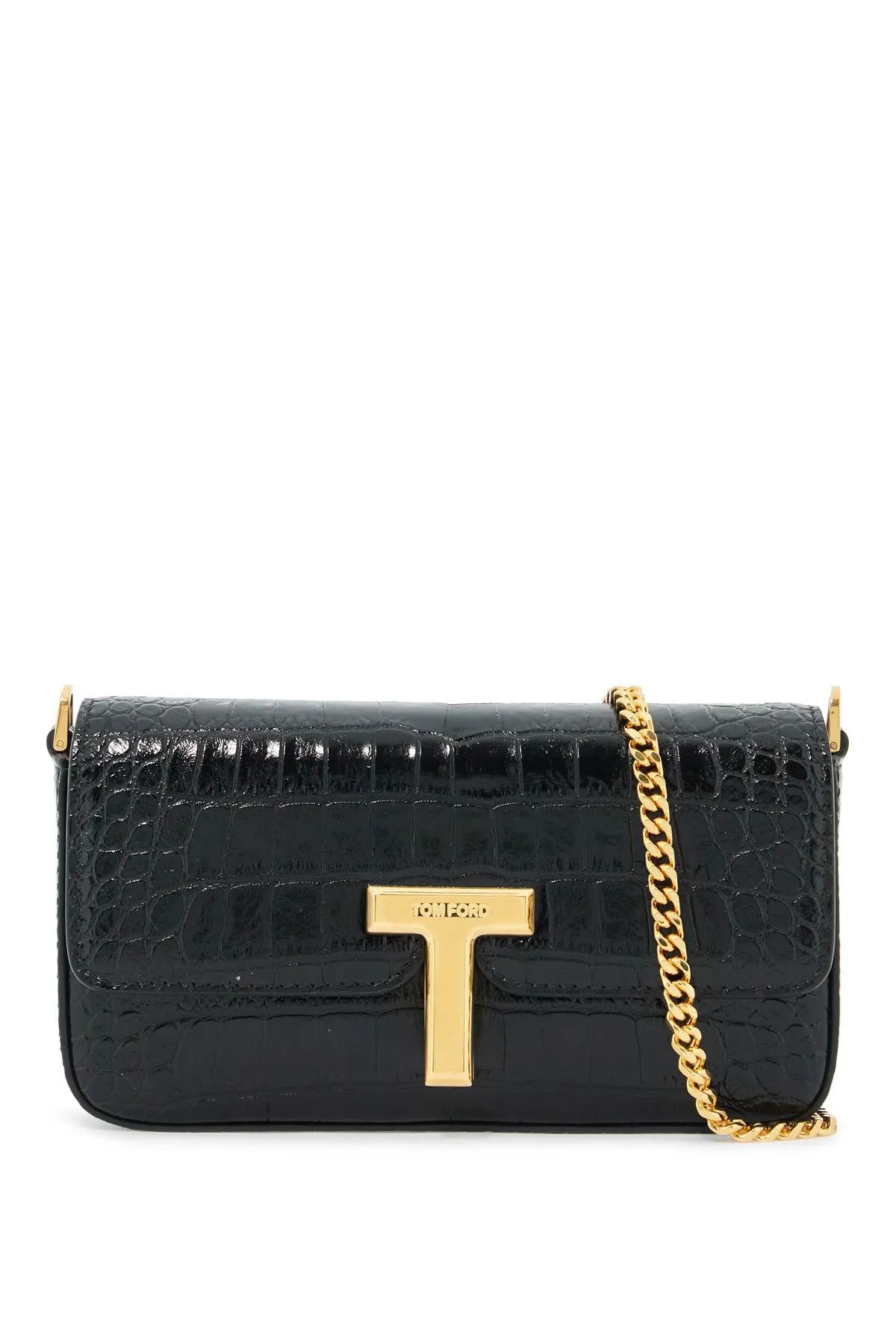 Tom Ford Mini Wallis Crocodile Print Leather Bag.