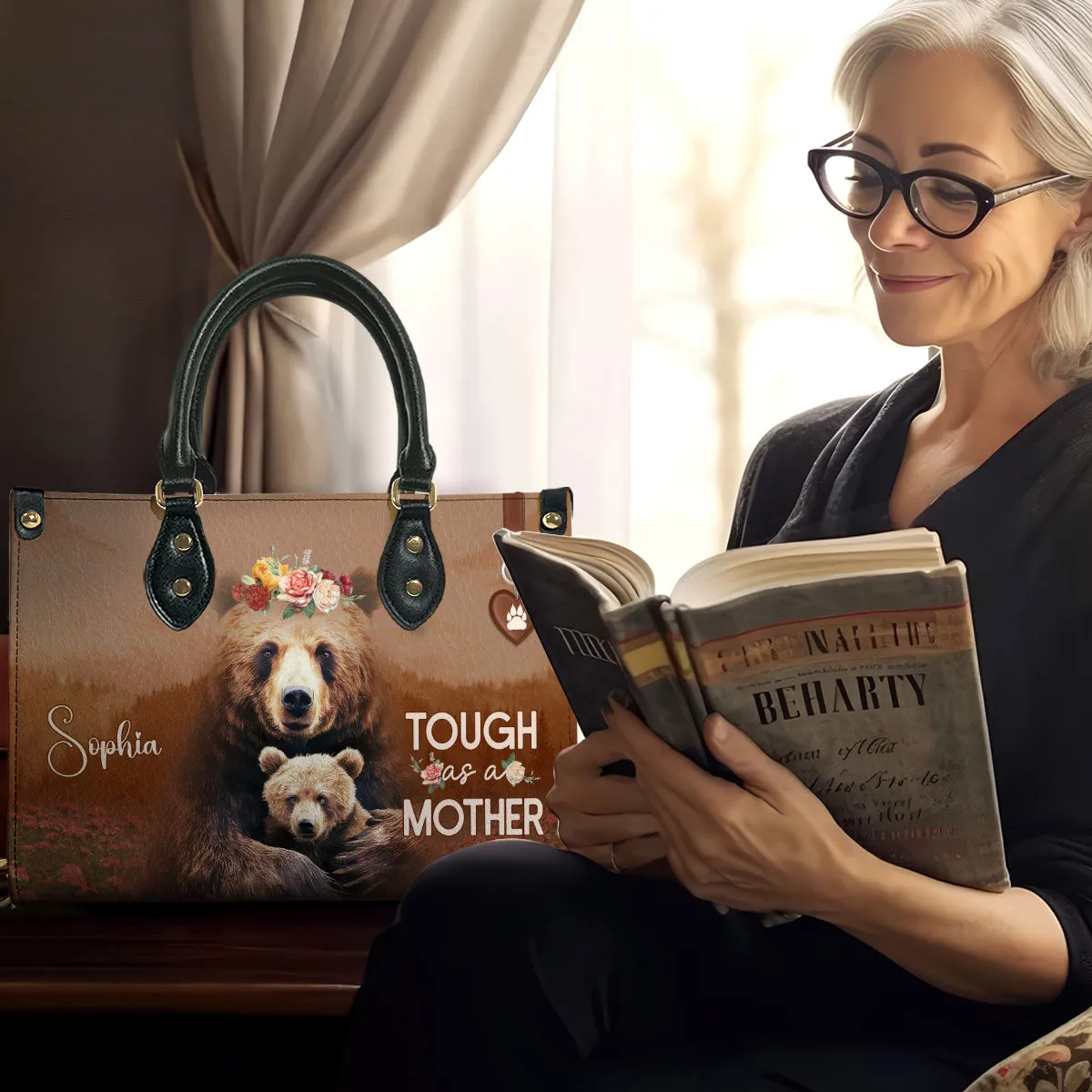 Tough As A Mother Leather Handbag Book Lovers Gift LHB88