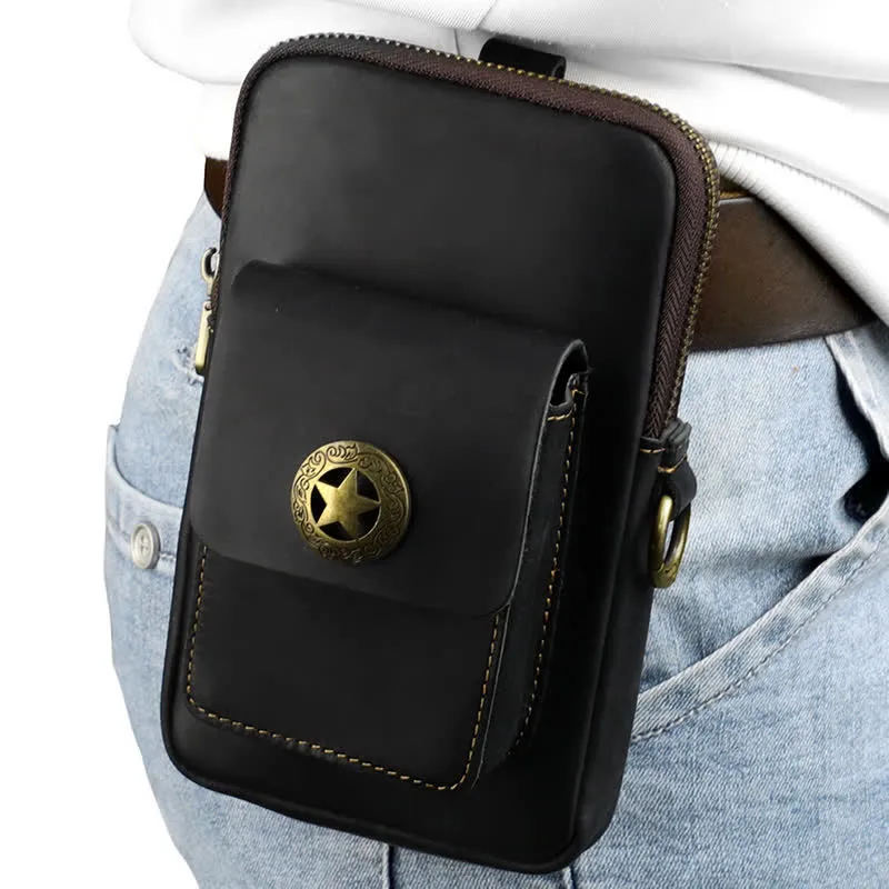 Travel Cell Phone Cigarette Case Leather Belt Bag