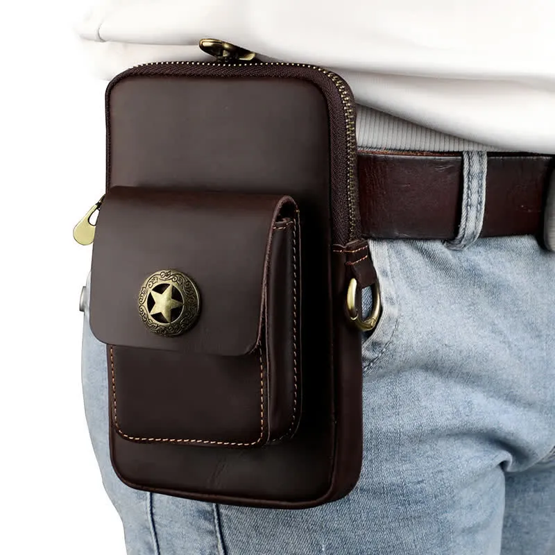 Travel Cell Phone Cigarette Case Leather Belt Bag