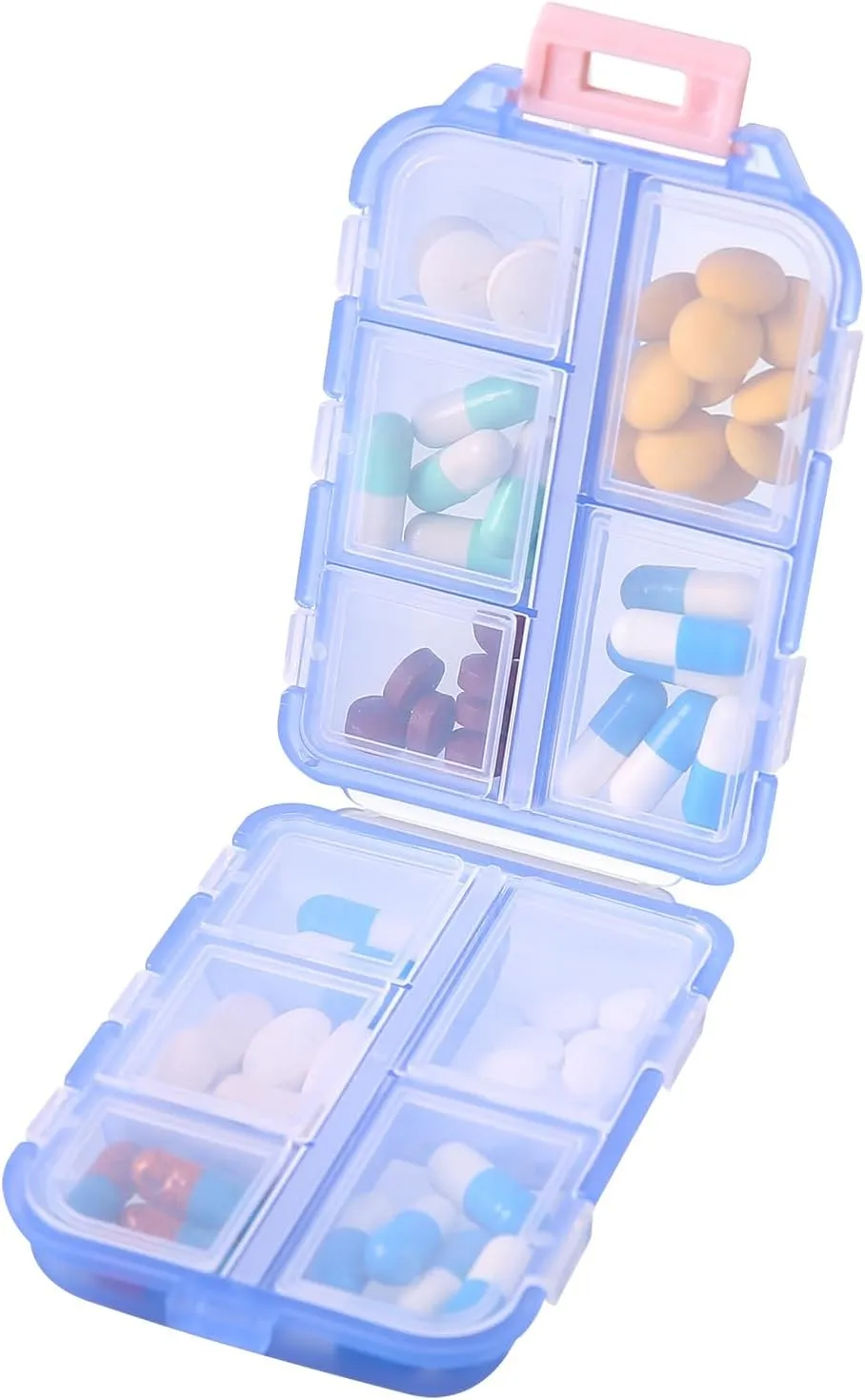 Travel Pill Organizer - 10 Compartments Pill Case, Compact and Portable Pill Box, Perfect for On-The-Go Storage, Pill Holder for Purse