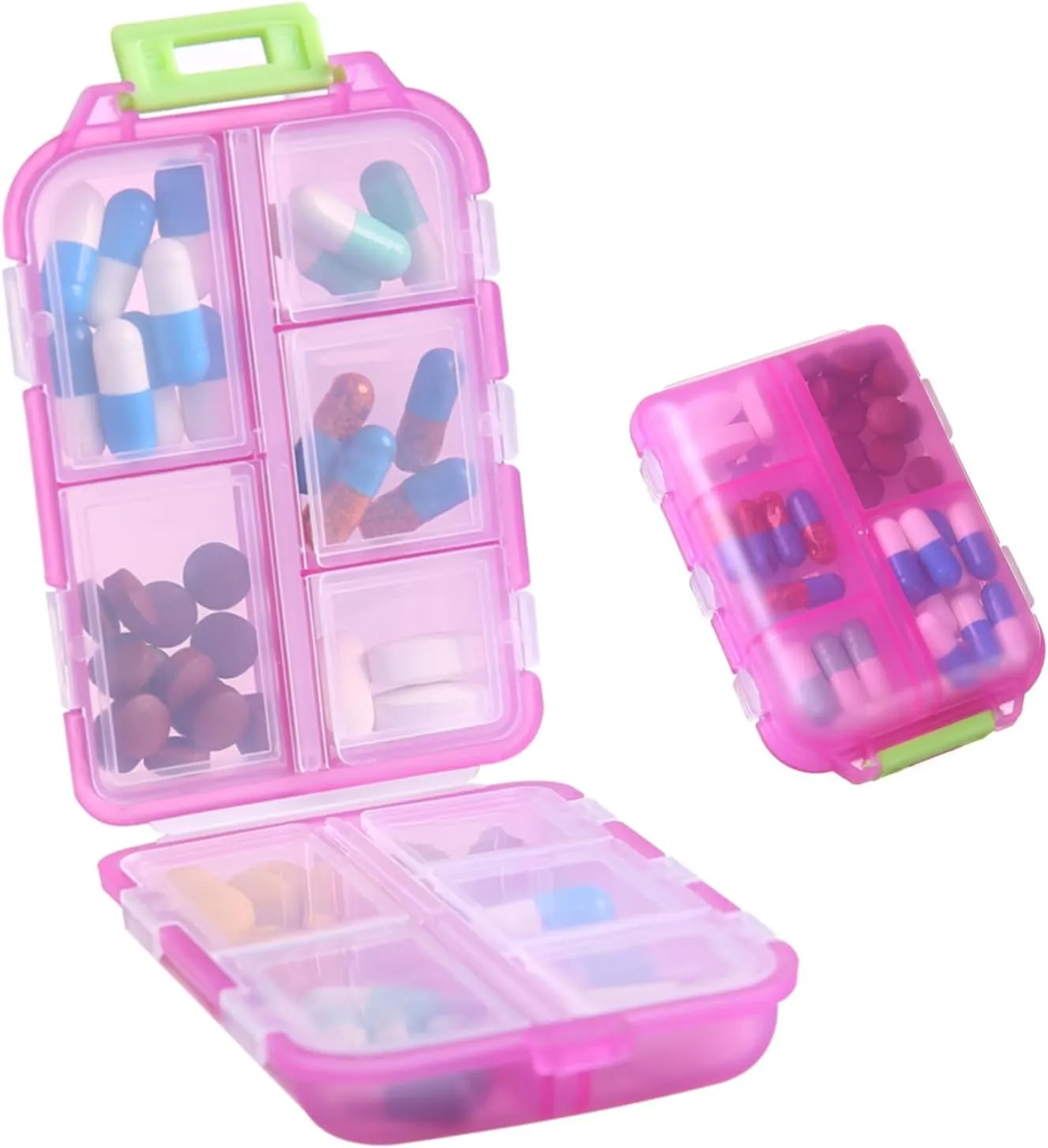 Travel Pill Organizer - 10 Compartments Pill Case, Compact and Portable Pill Box, Perfect for On-The-Go Storage, Pill Holder for Purse