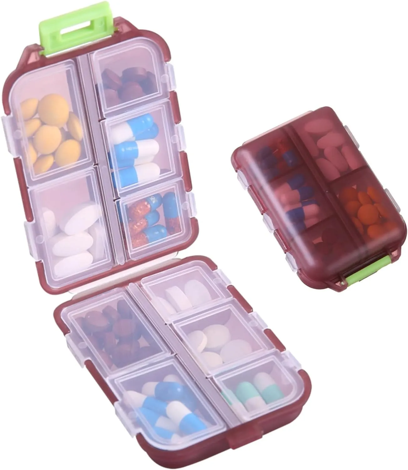 Travel Pill Organizer - 10 Compartments Pill Case, Compact and Portable Pill Box, Perfect for On-The-Go Storage, Pill Holder for Purse