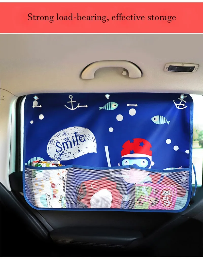 Universal Retractable Car Kids Sunshade Organizer