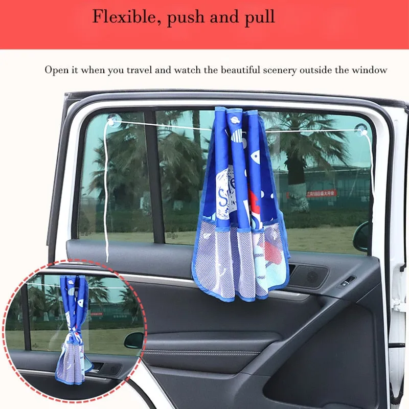 Universal Retractable Car Kids Sunshade Organizer