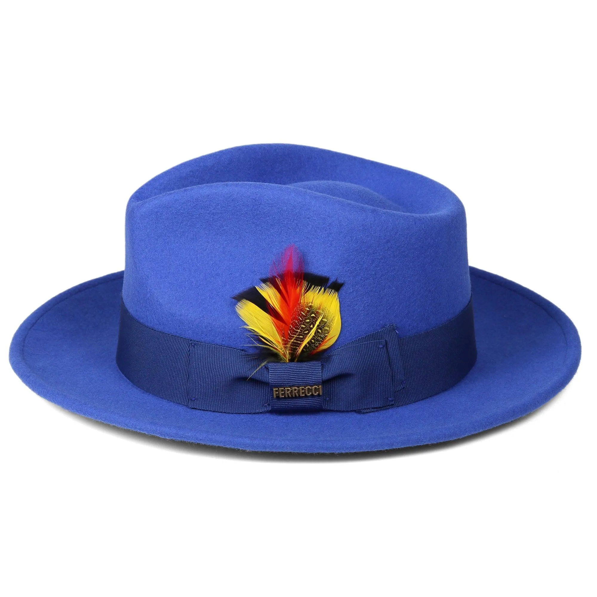 Vintage Crushable Wool Fedora Hat-Royal Blue