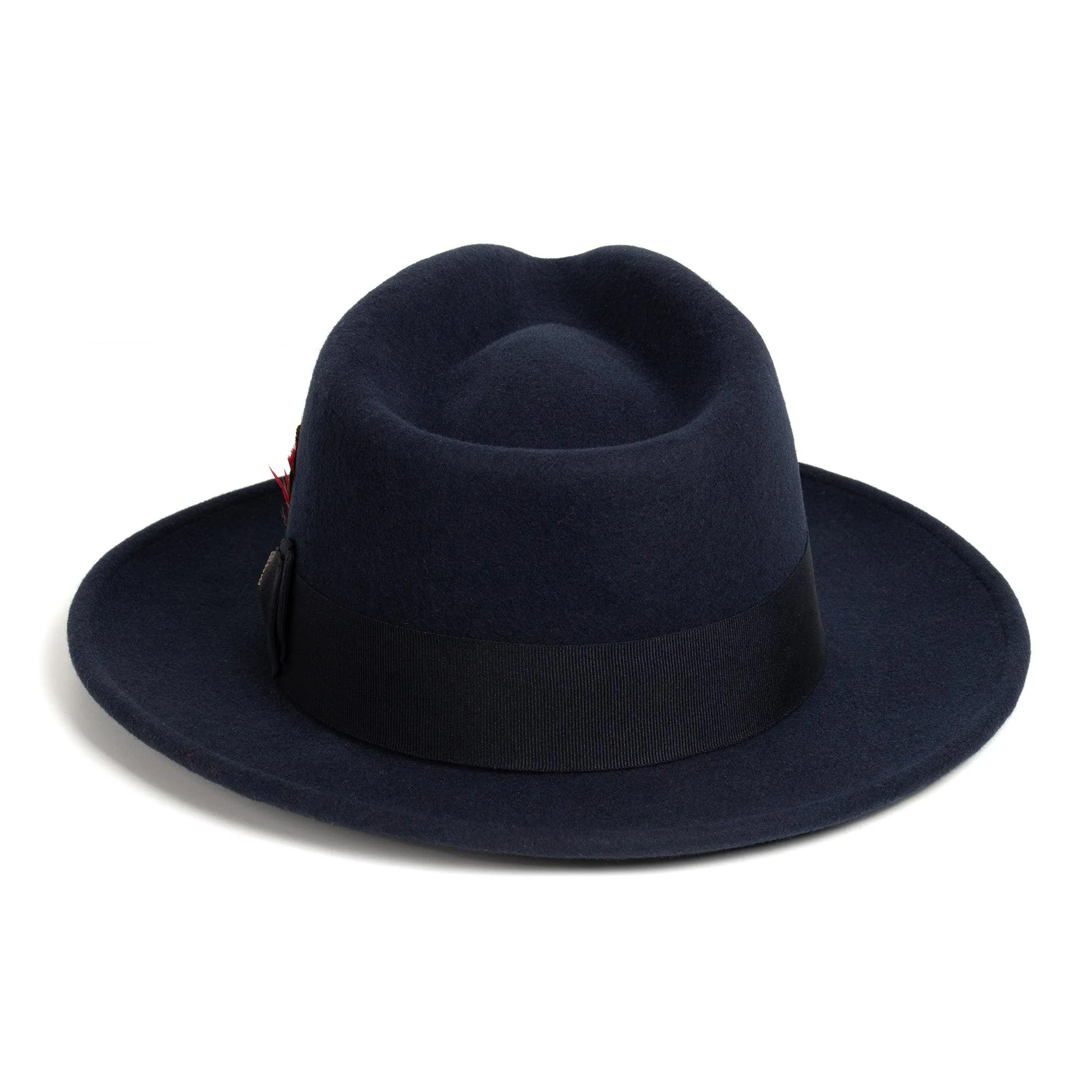 Vintage Crushable Wool Fedora Hat-Royal Blue