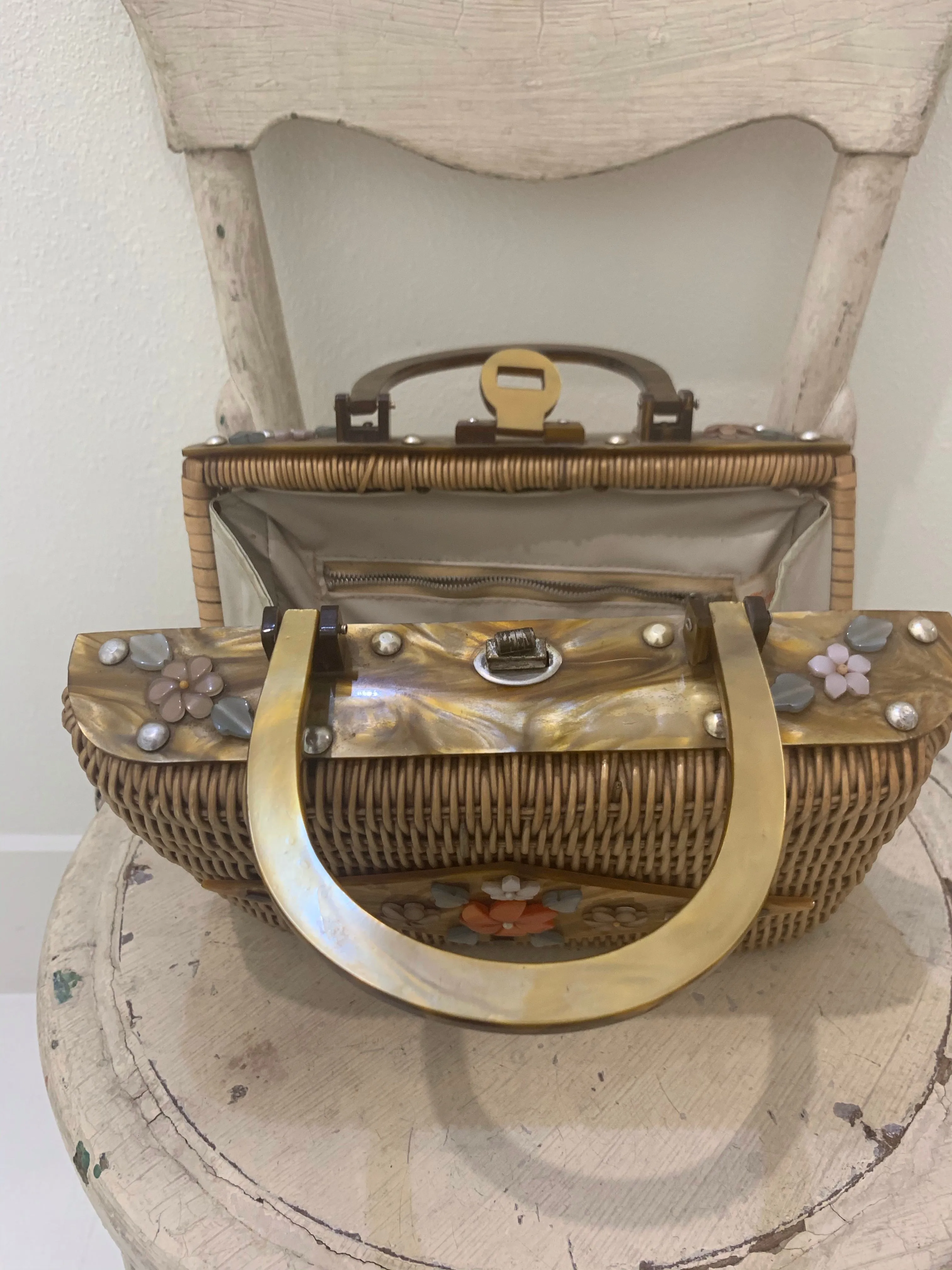 Vintage Wicker Box Purse