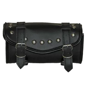 VS103 Vance Leather 2 Strap Studded Tool Bag with V-Shaped Flap