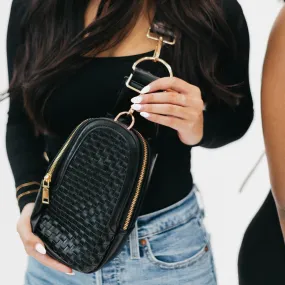 Waverly Woven Sling Bag in Black