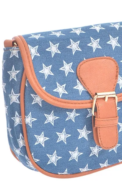 White Star Print Mini Side Clutch