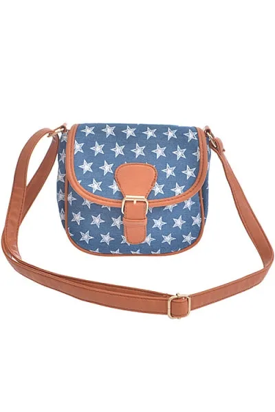 White Star Print Mini Side Clutch