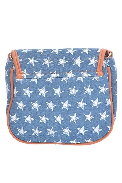 White Star Print Mini Side Clutch