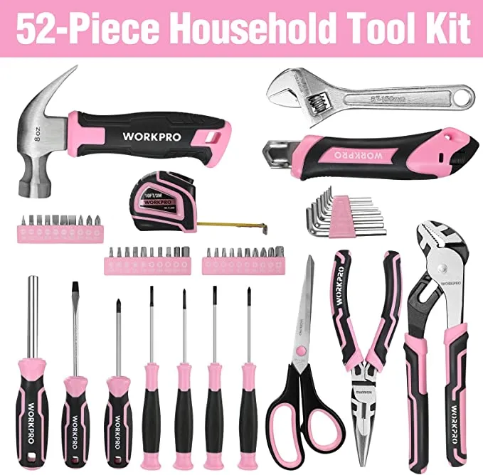 WORKPRO - #W009136AE - 52PC Pink Tool set for Household use