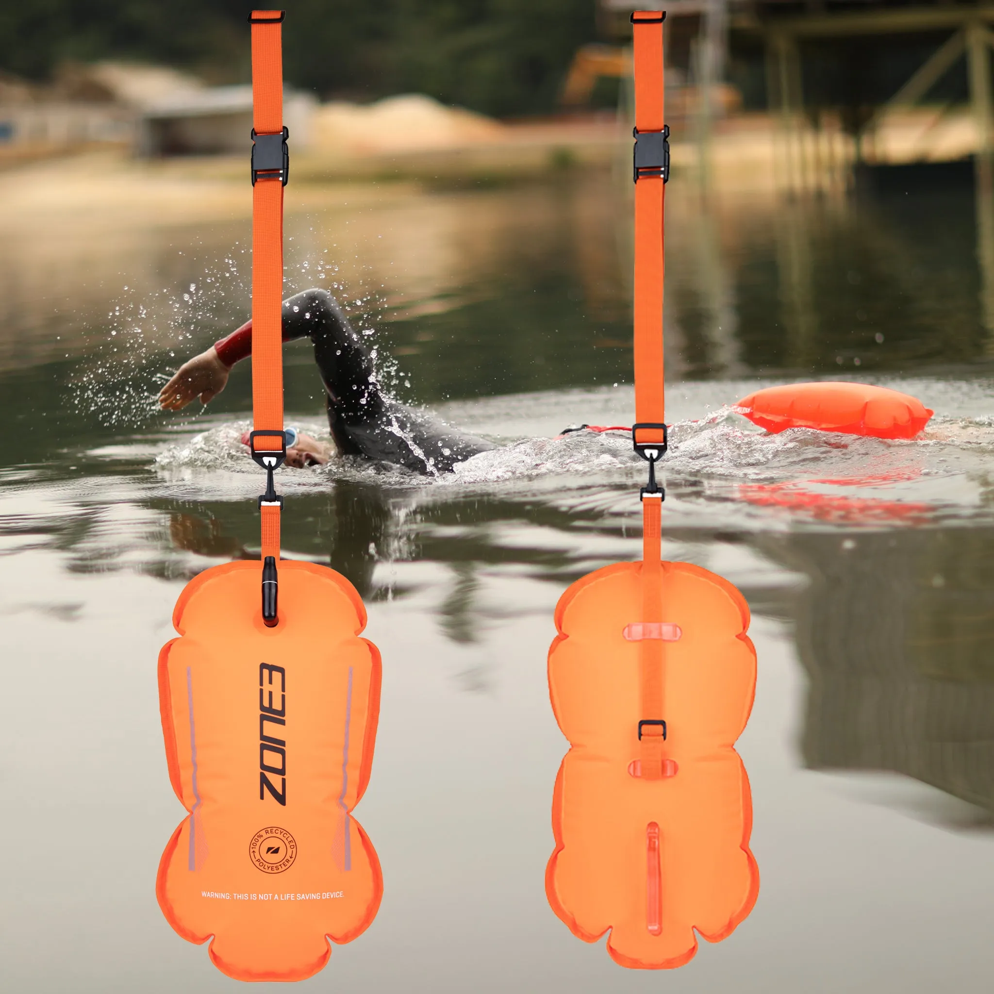 Zone3 Recycled Swim Safety Buoy Tow Float Orange